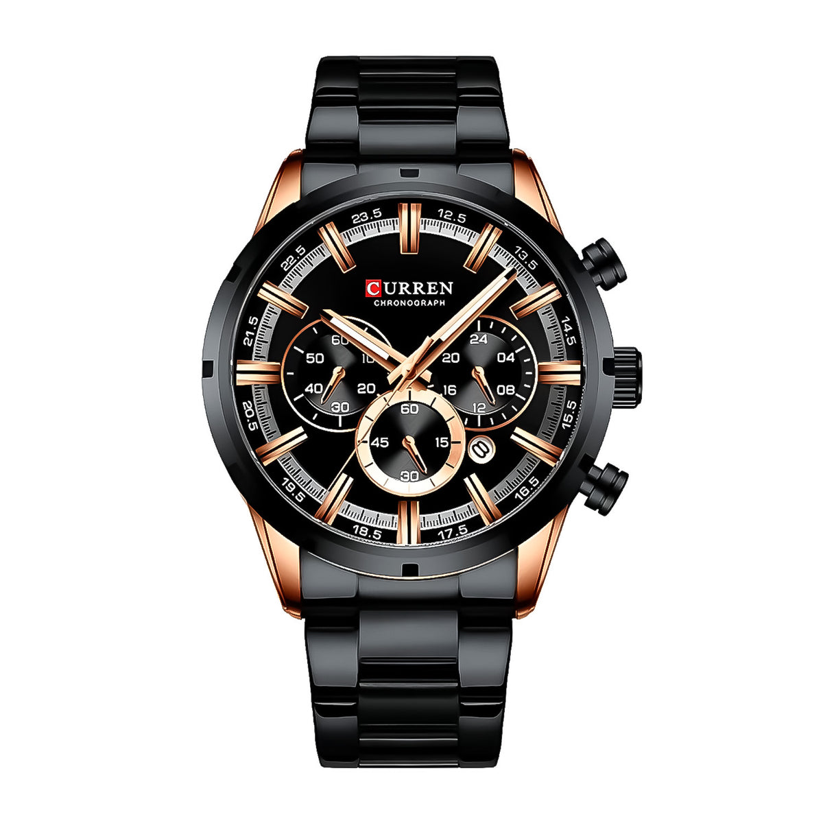 Reloj Curren CUR-24 Hombre Acero Negro y Oro Rosa