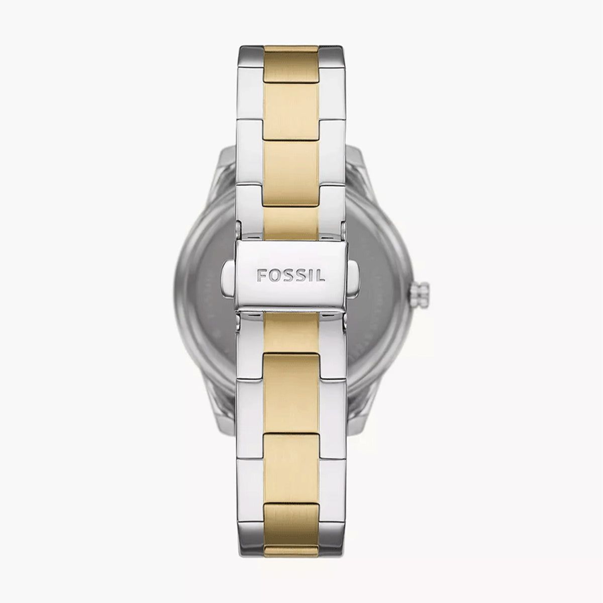Reloj Fossil dorado y plateado, modelo ES5107, pulsera de acero inoxidable, elegante diseño multifuncional.