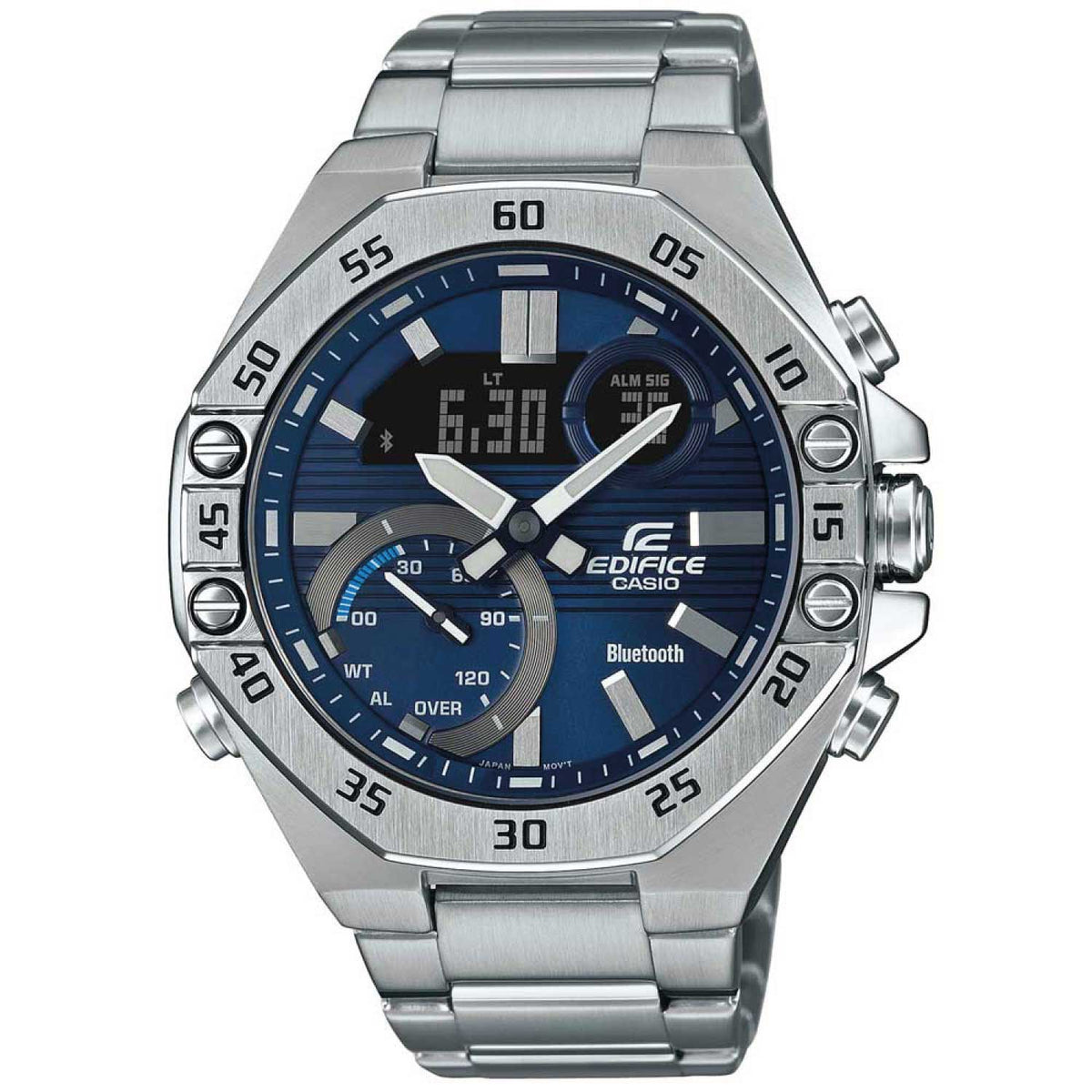 RELOJ CASIO PLATEADO CON AZUL ECB-10D-2A EDF-4