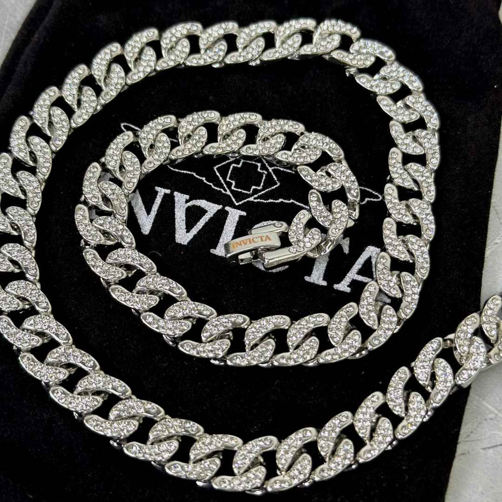 Collar Invicta Elements 80936 Cadena Cubana Plateada | INV-565