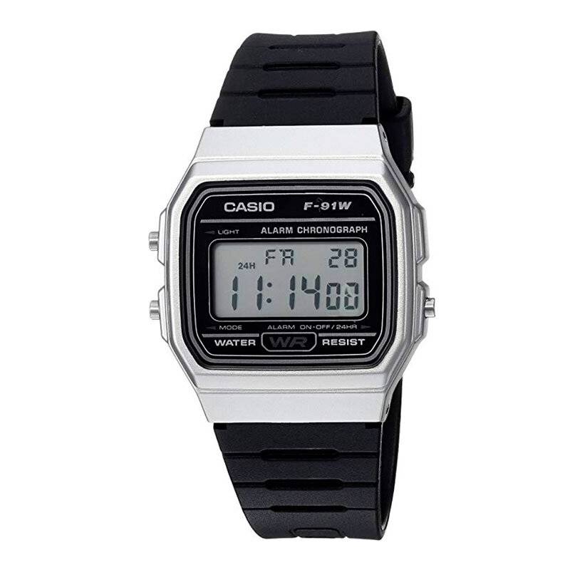 RELOJ CASIO NEGRO PLATEADO F-91WM-7ACF CAS-55