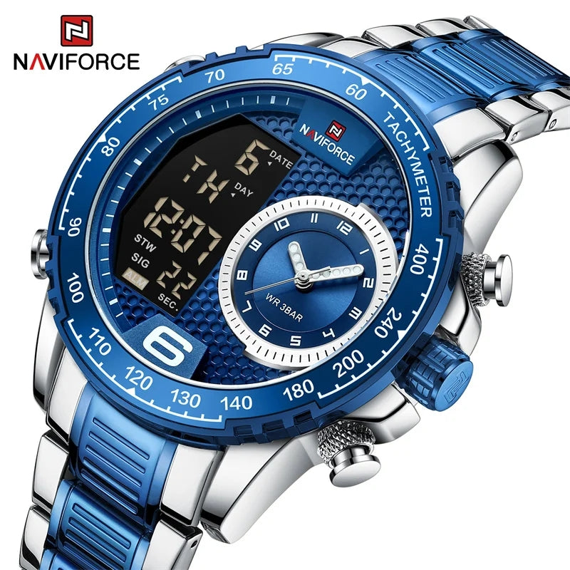 RELOJ NAVIFORCE ARO PLATA AZUL NAV-110