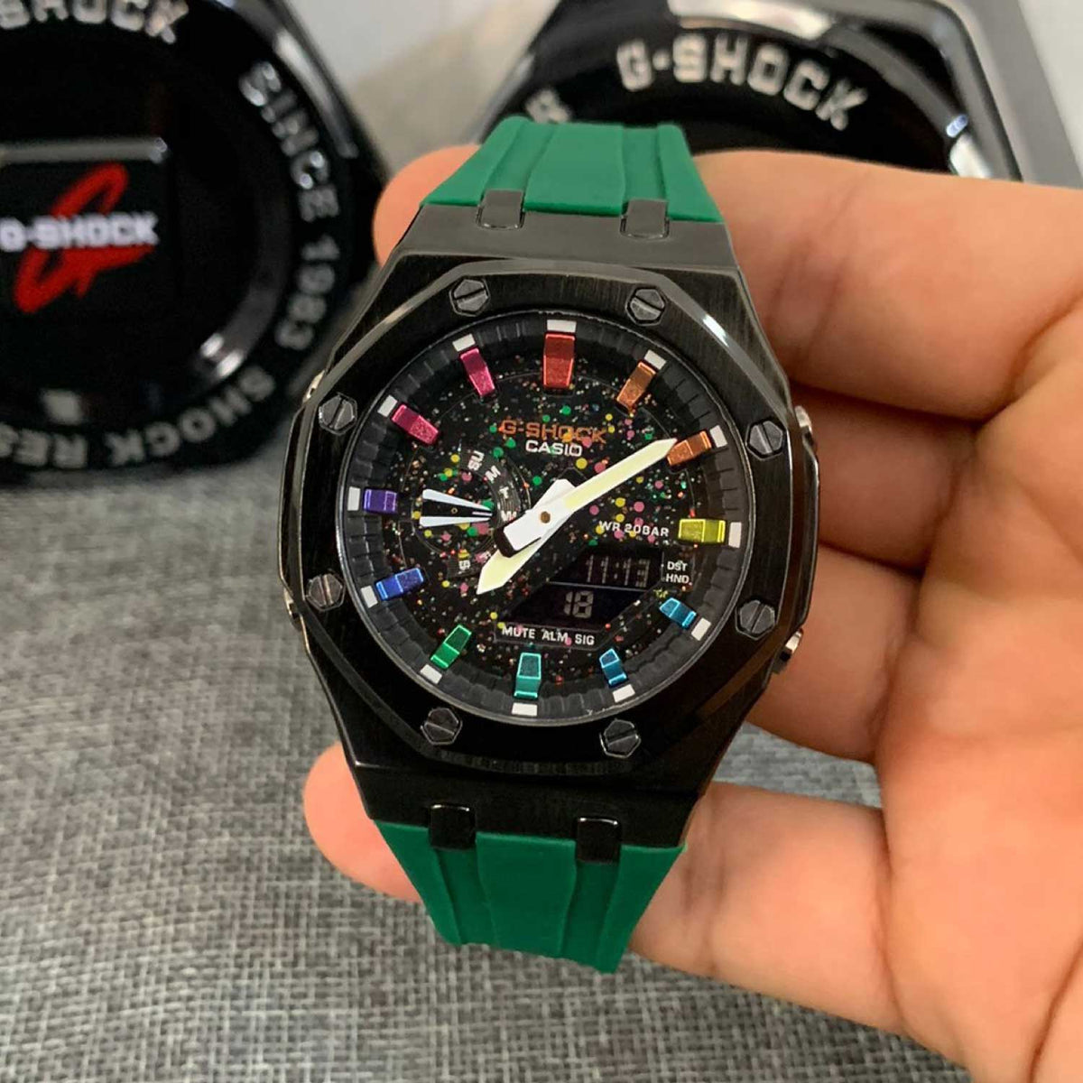 RELOJ G-SHOCK VERDE CON NEGRO G-S-184