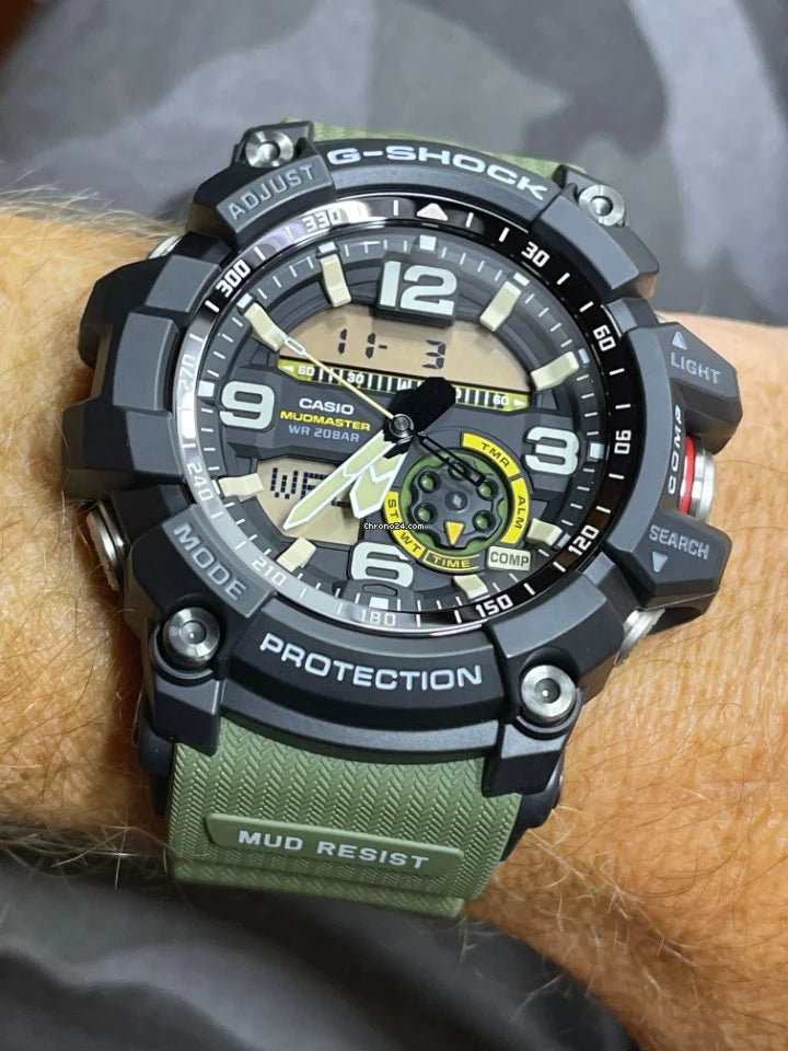 RELOJ G-SHOCK MUDMASTER NEGRO CON VERDE G-S-121