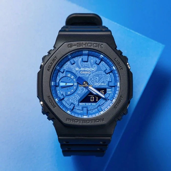 RELOJ G-SHOCK OCTAGONAL NEGRO CON AZUL G-S-145