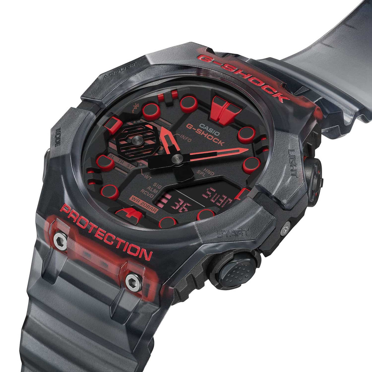 RELOJ G-SHOCK NEGRO CON ROJO G-S-185