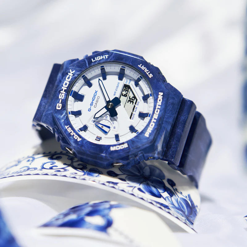 RELOJ G-SHOCK OCTAGONAL AZUL CON BLANCO G-S-148