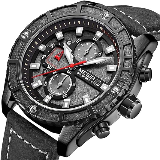 RELOJ MEGIR CUERO NEGRO MEG-82