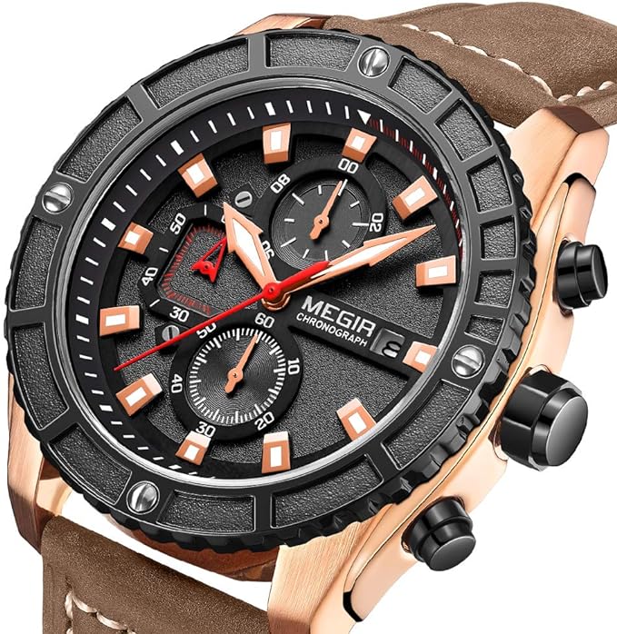 Reloj Megir MEG-81 Hombre Cuero Marrón