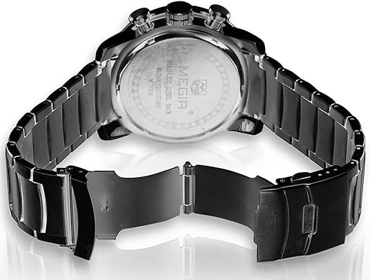 RELOJ MEGIR ACERO NEGRO MEG-79