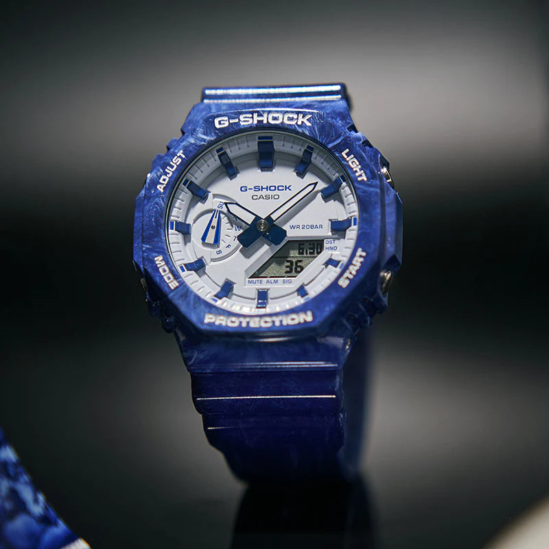 RELOJ G-SHOCK OCTAGONAL AZUL CON BLANCO G-S-148