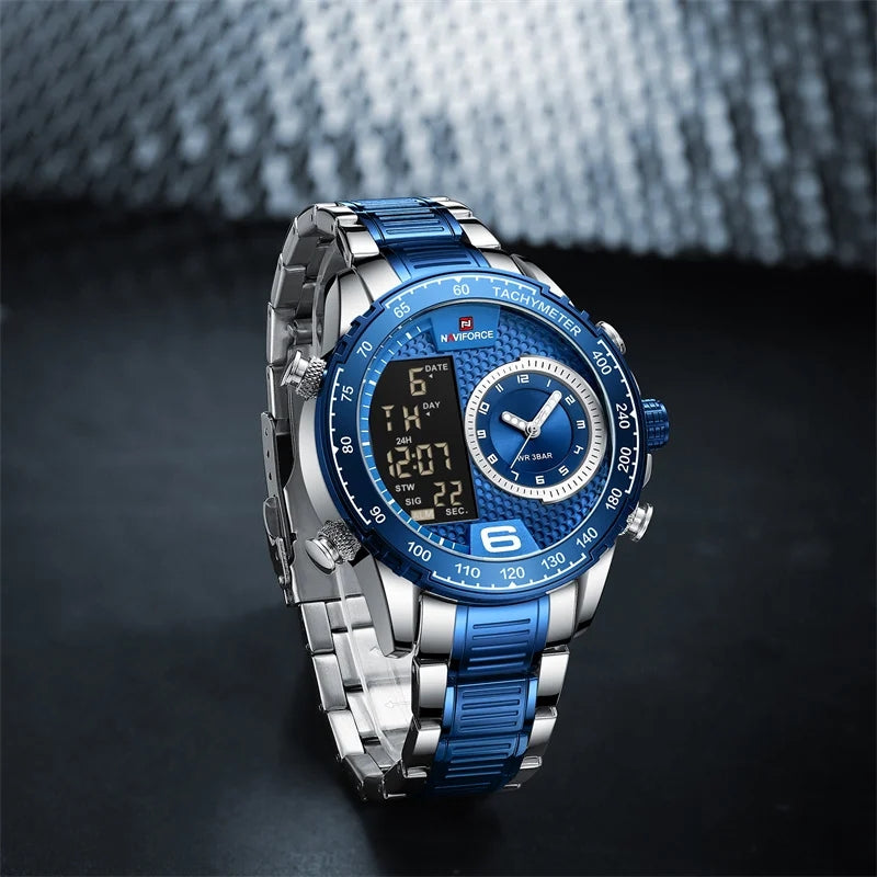 RELOJ NAVIFORCE ARO PLATA AZUL NAV-110