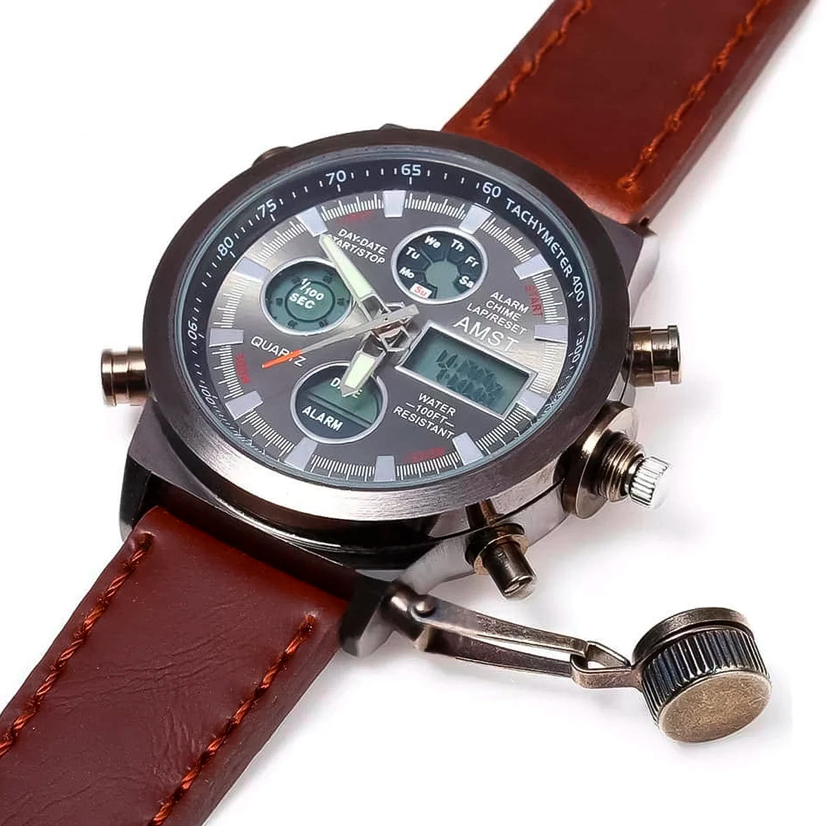 RELOJ CUERO MARRÓN AMST-1