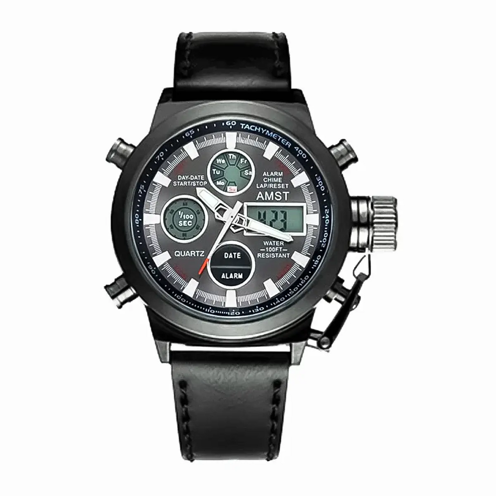 Reloj AMST-3 Hombre Elegante Cuero Negro