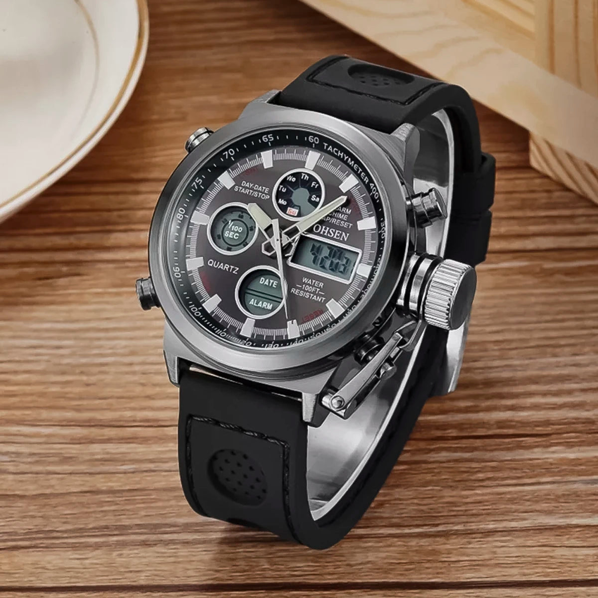 RELOJ CUERO NEGRO AMST-3