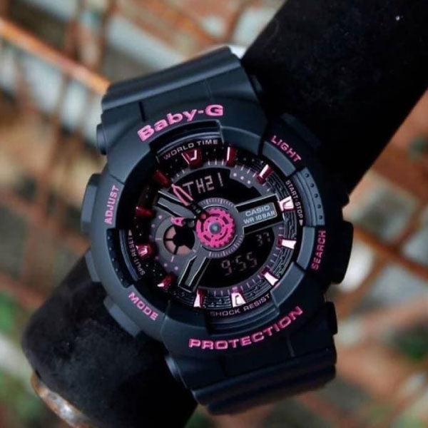 RELOJ BABY G NEGRO FUCSIA B-G-10