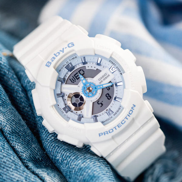 RELOJ BABY G BLANCO FONDO CELESTE B-G-13