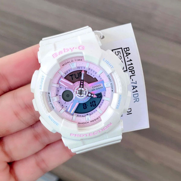 RELOJ BABY G BLANCO CON ROSA Y MULTICOLOR B-G-23