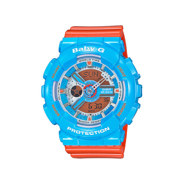 RELOJ BABY G CELESTE CON NARANJA B-G-26