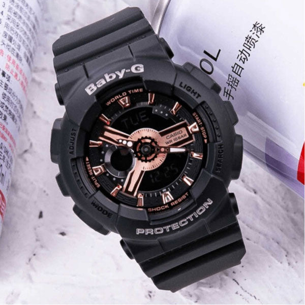 RELOJ BABY G NEGRO CON DORADO B-G-27