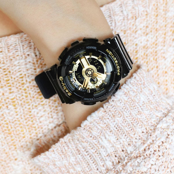 RELOJ BABY G NEGRO DORADO B-G-9