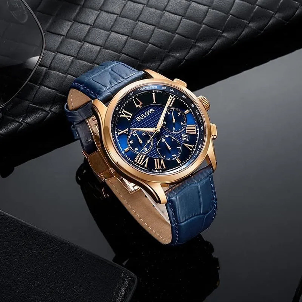 RELOJ BULOVA AZUL CON DORADO 97B170 BUL-13