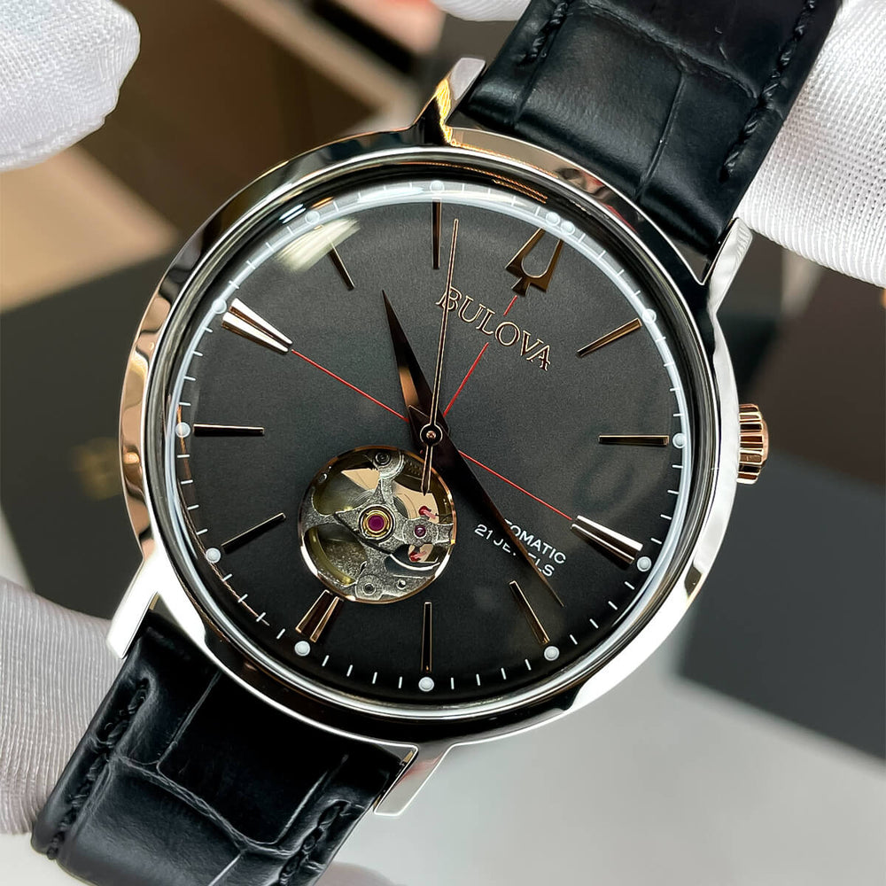 Reloj Bulova 98A187 Hombre Cuero Negro