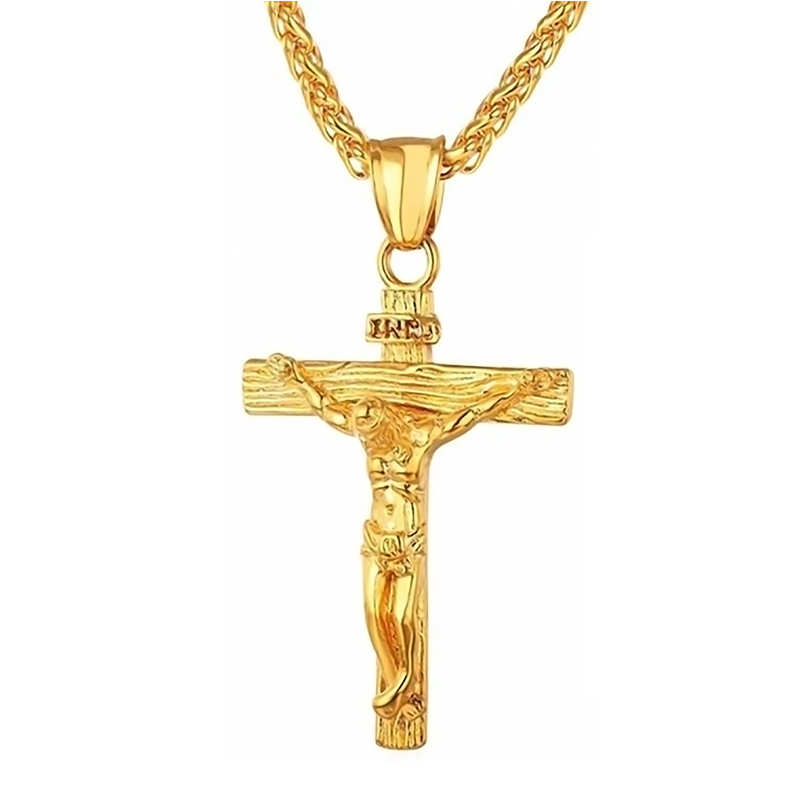 Cadena de Cruz CAD-7 Acero Dorado