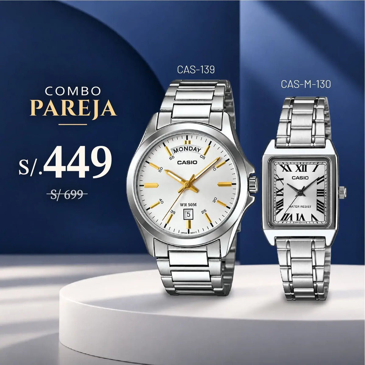 Relojes para Pareja: Casio MTP-1370D-7A y LTP-V007D-7B