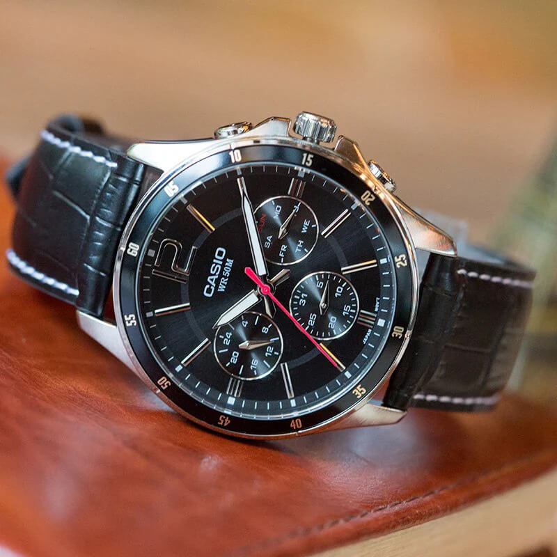 Reloj Casio MTP-1374L-1A Hombre Cuero Negro