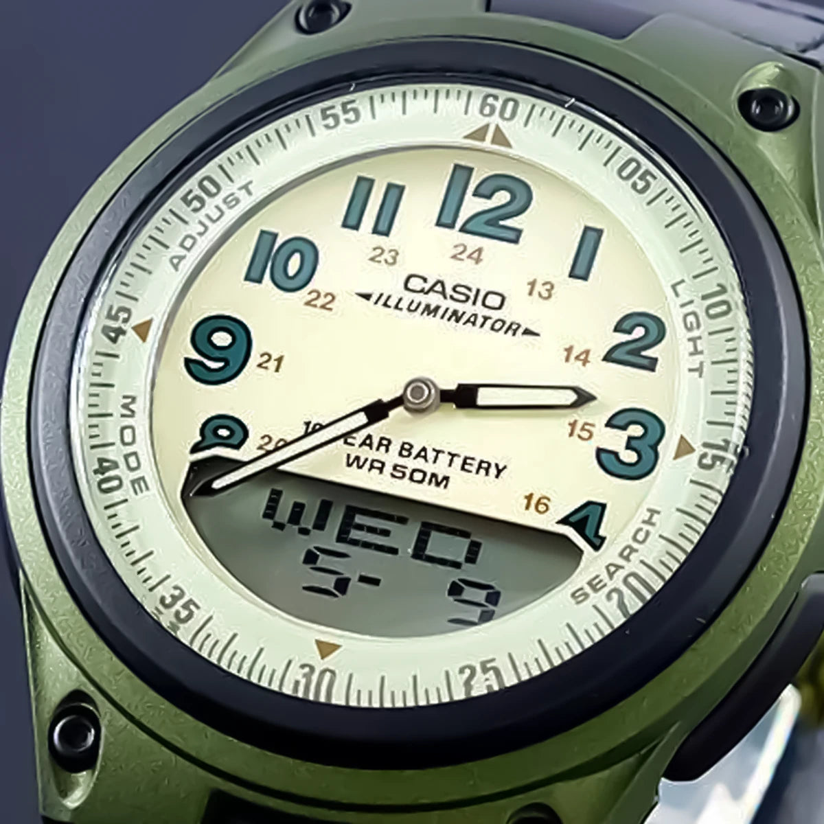 RELOJ CASIO NEGRO-VERDE AW-80V-3BV CAS-43