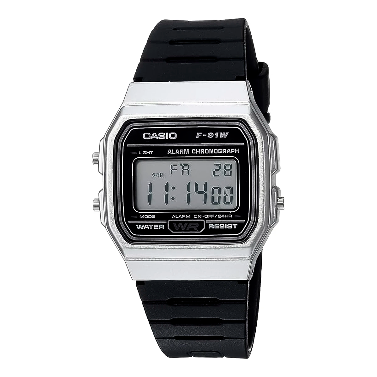 RELOJ CASIO NEGRO PLATEADO F-91WM-7ACF CAS-55