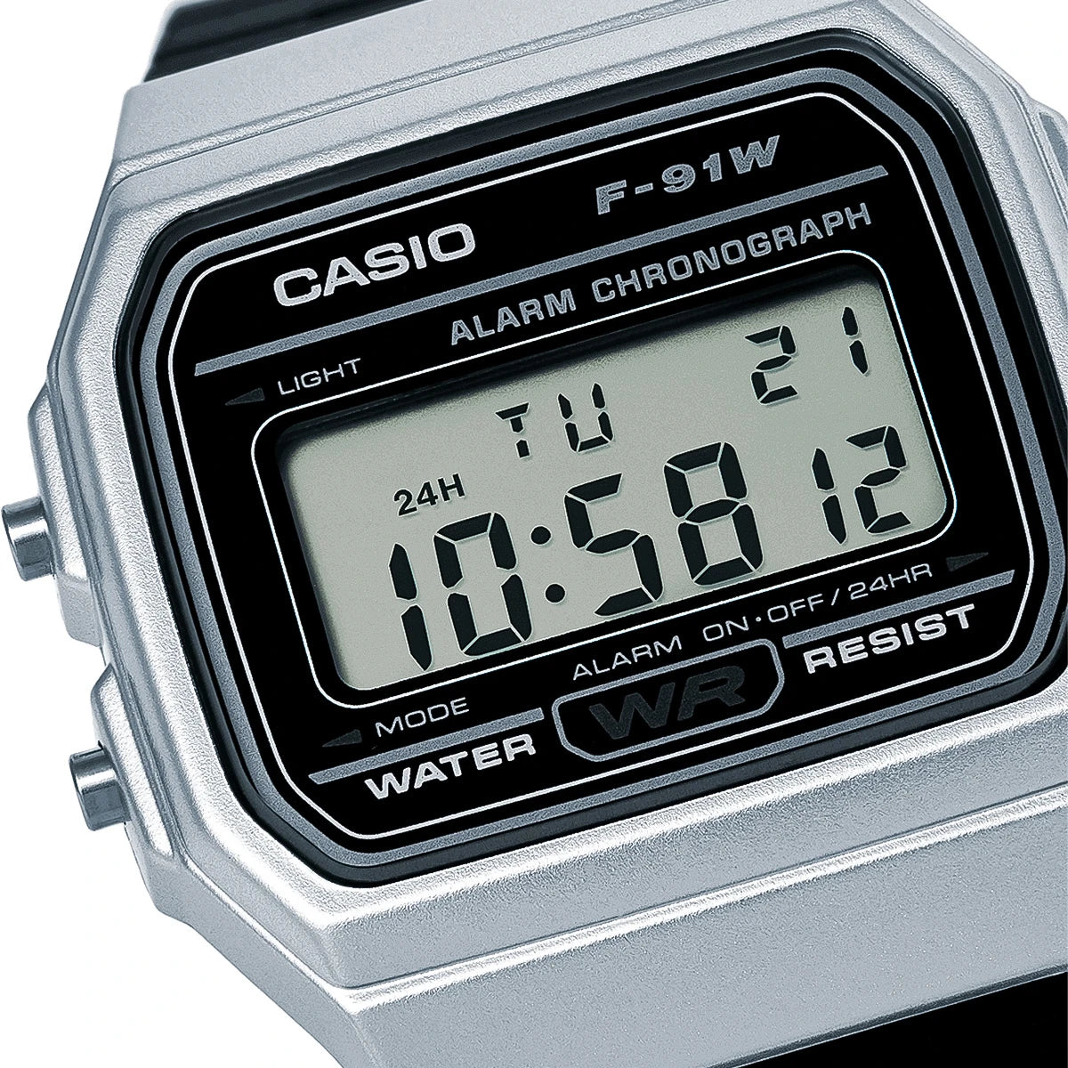 RELOJ CASIO NEGRO PLATEADO F-91WM-7ACF CAS-55