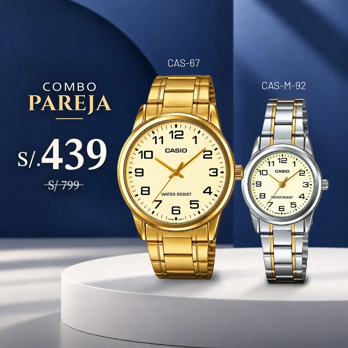 Relojes para Pareja: Casio MTP-V001G-9B y LTP-V001SG-9BU | PAR-20