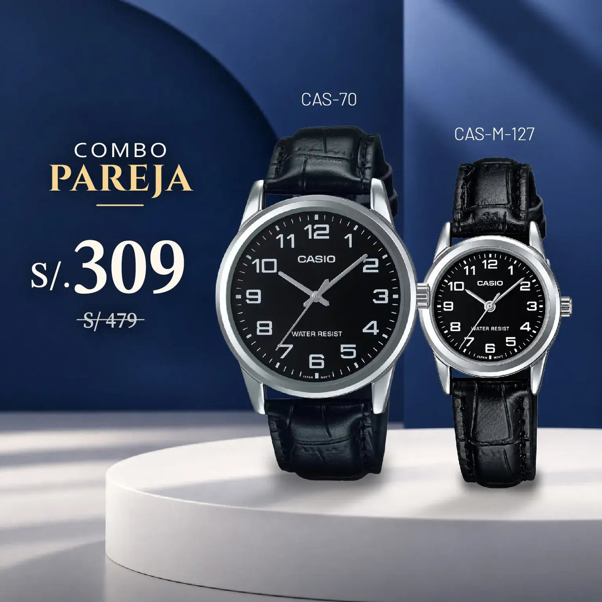 Relojes para Pareja: Casio MTP-V001L-1B y LTP-V001L-1B | PAR-10