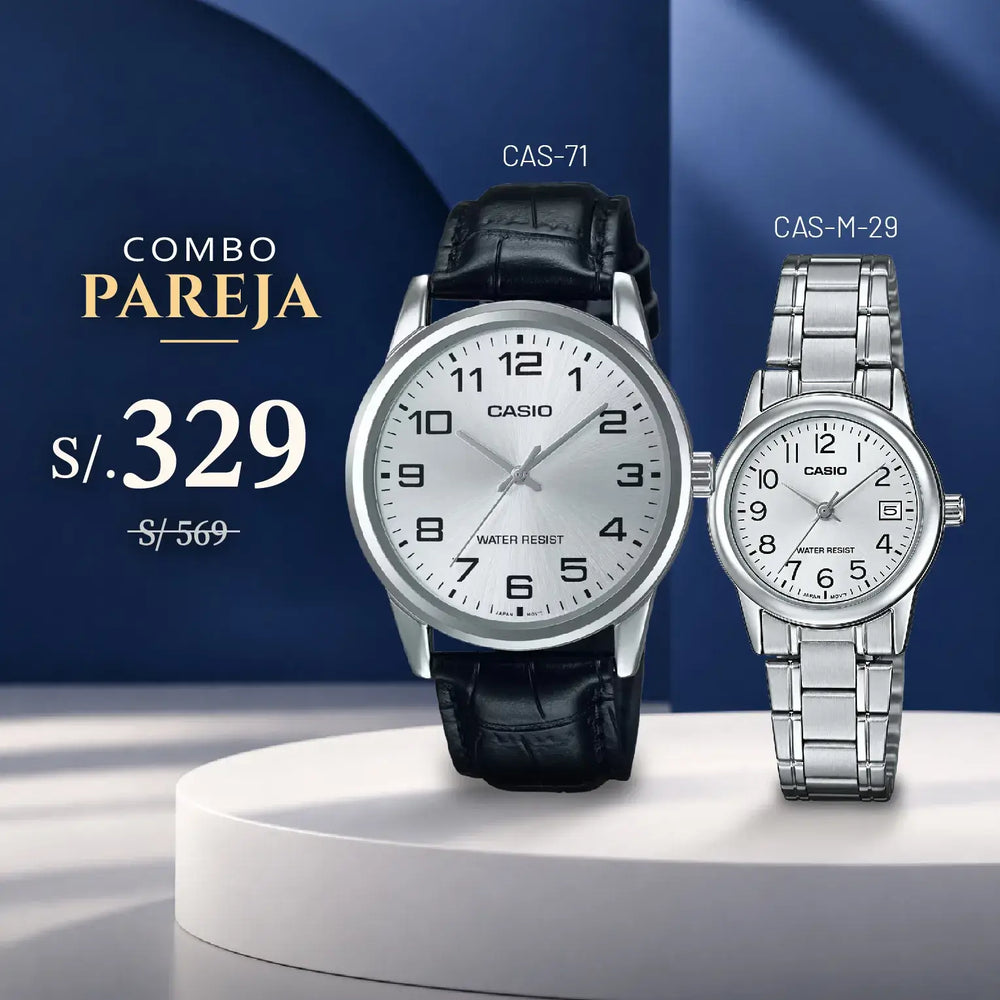 Relojes para Pareja: Casio MTP-V001L-7B y LTP-V002D-7B | PAR-18