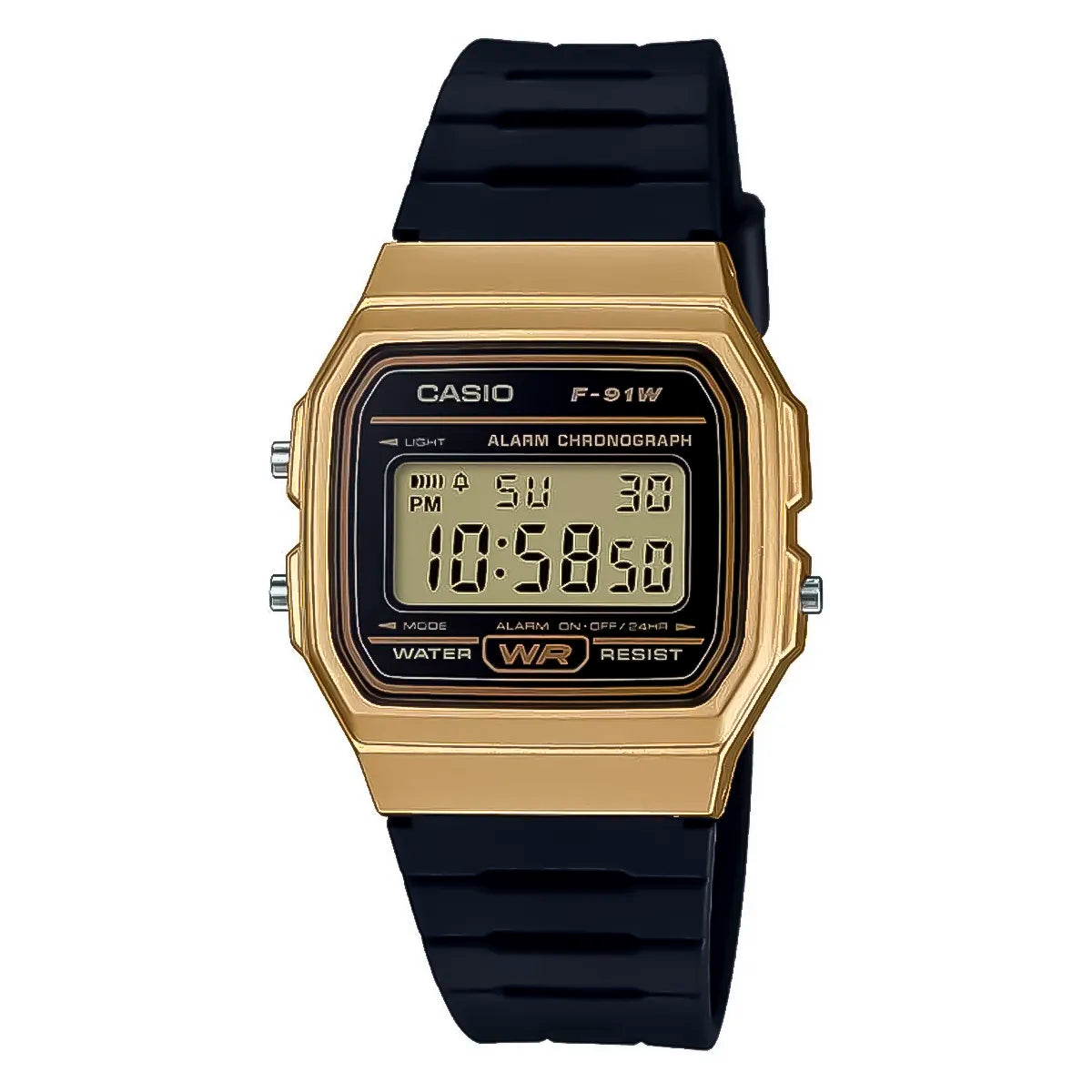 RELOJ CASIO NEGRO CON DORADO F-91WM-9ADF CAS-83