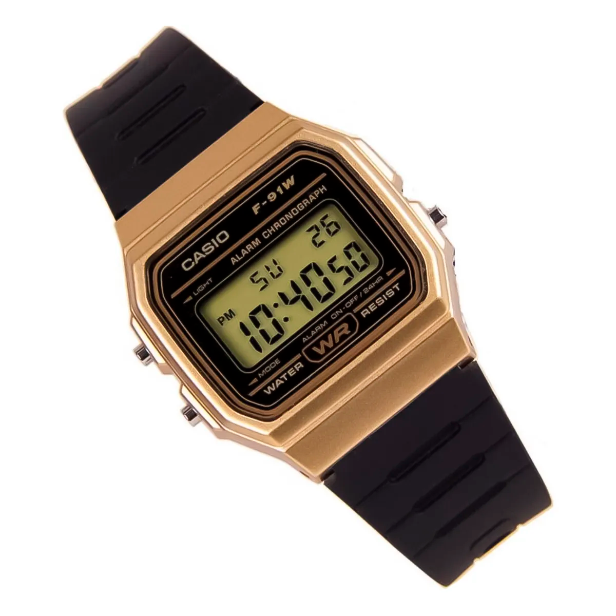 RELOJ CASIO NEGRO CON DORADO F-91WM-9ADF CAS-83