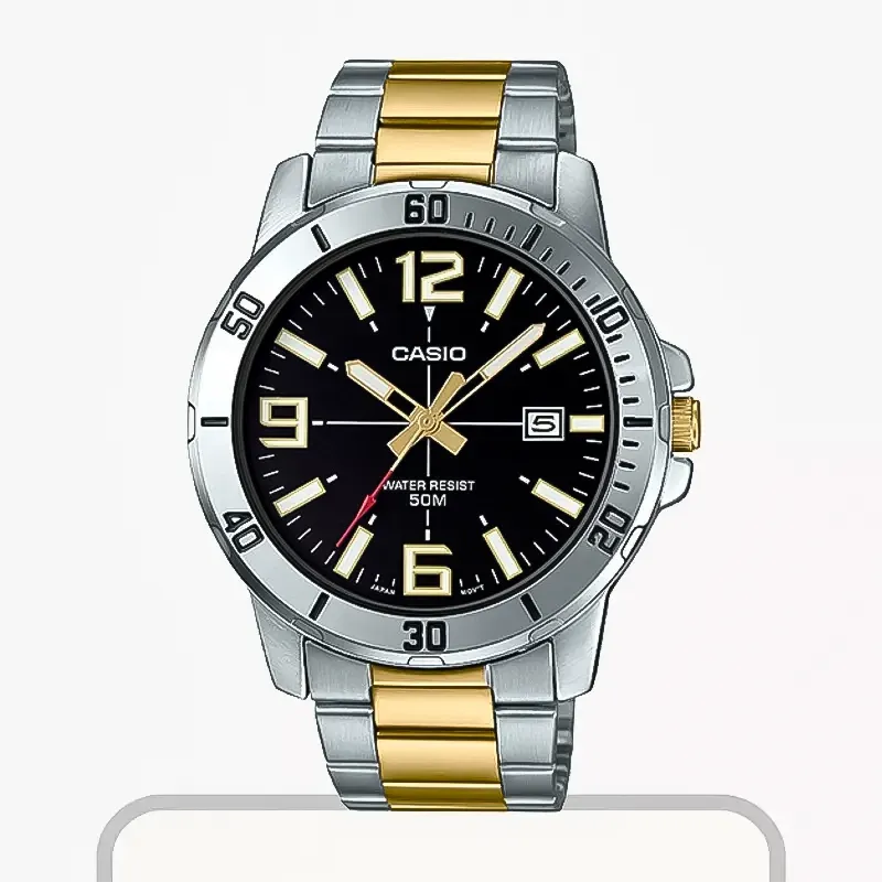 RELOJ CASIO PLATEADO CON DORADO MTP-VD01SG-1BVUDF CAS-87