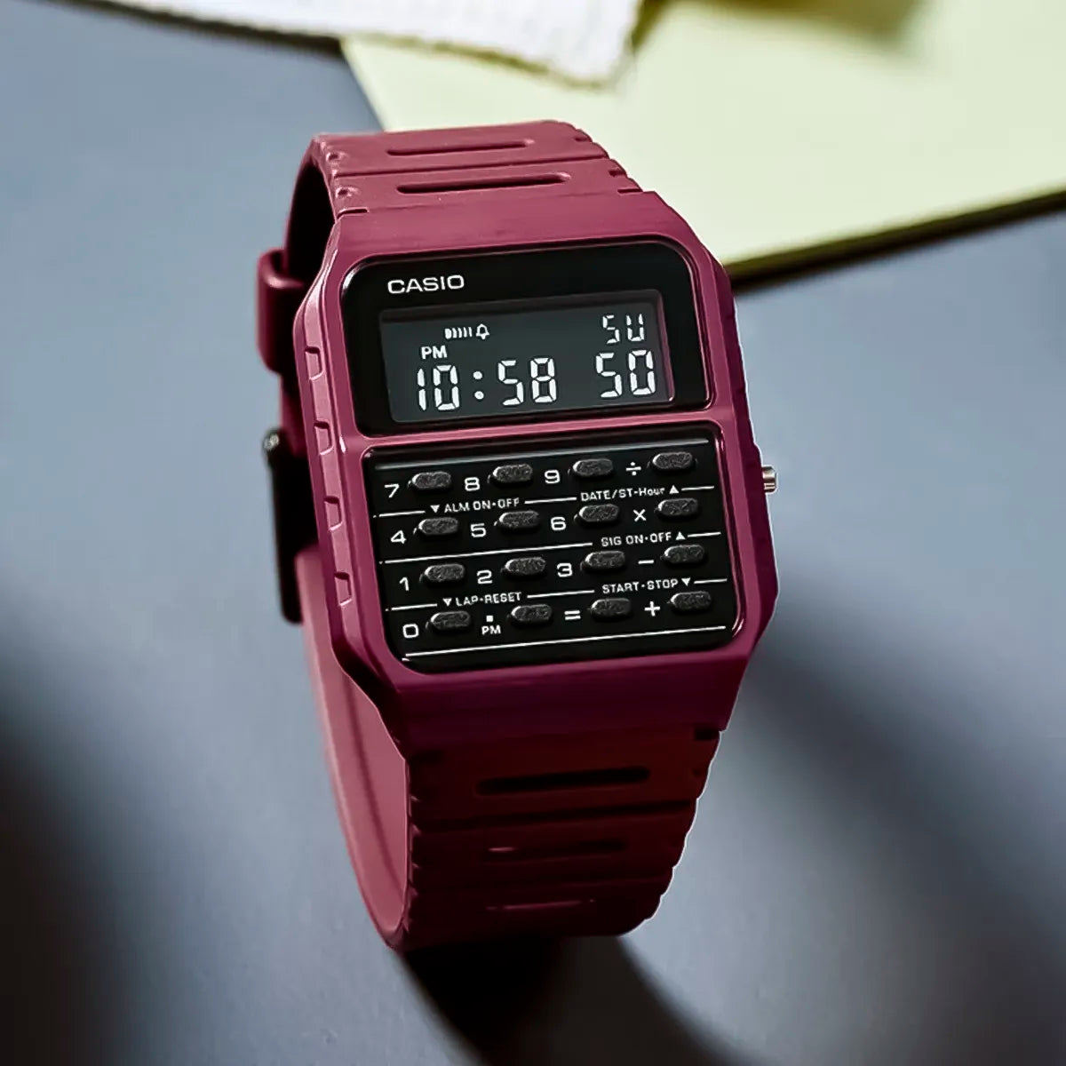 Reloj Casio Calculadora CA-53WF-4B Hombre Resina Rojo | CAS-93