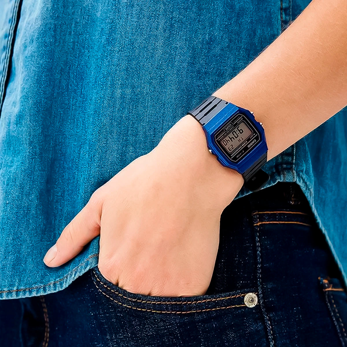 Reloj Casio Retro F-91WM-2A Hombre Resina Azul | CAS-95