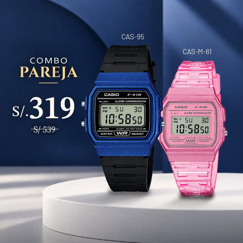 Relojes para Pareja: Casio F-91WM-2A y F-91WS-4D | PAR-26