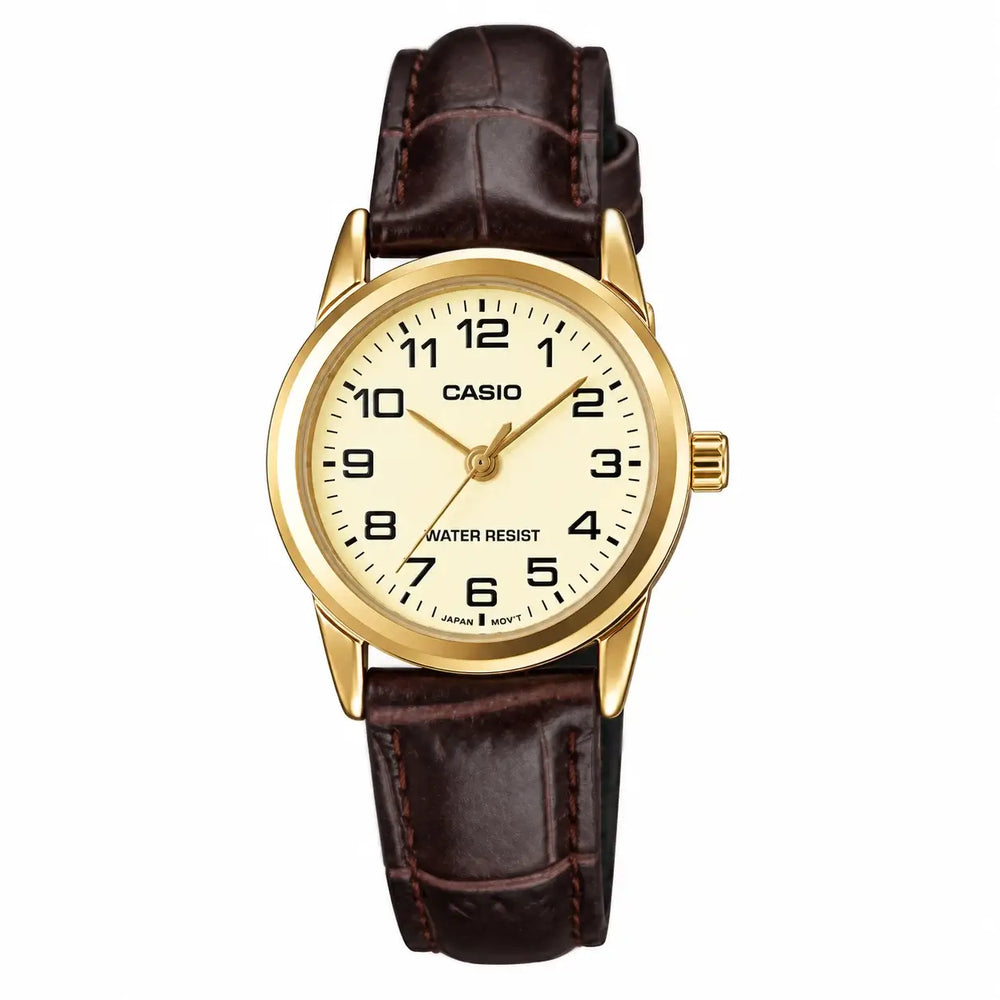Reloj Casio LTP-V001GL-9B Mujer Cuero Marrón | CAS-M-26