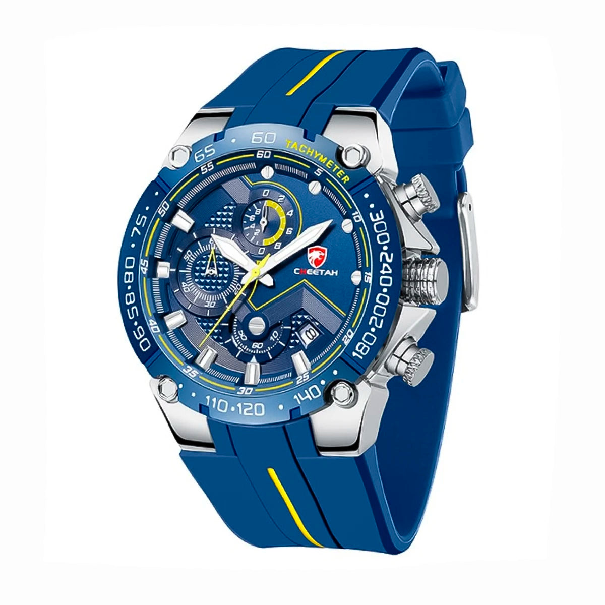 RELOJ CHEETAH SILICONA AZUL CON PLATEADO CHT-1