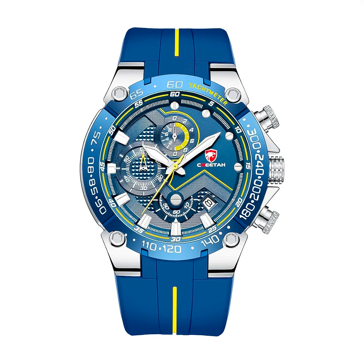 RELOJ CHEETAH SILICONA AZUL CON PLATEADO CHT-1