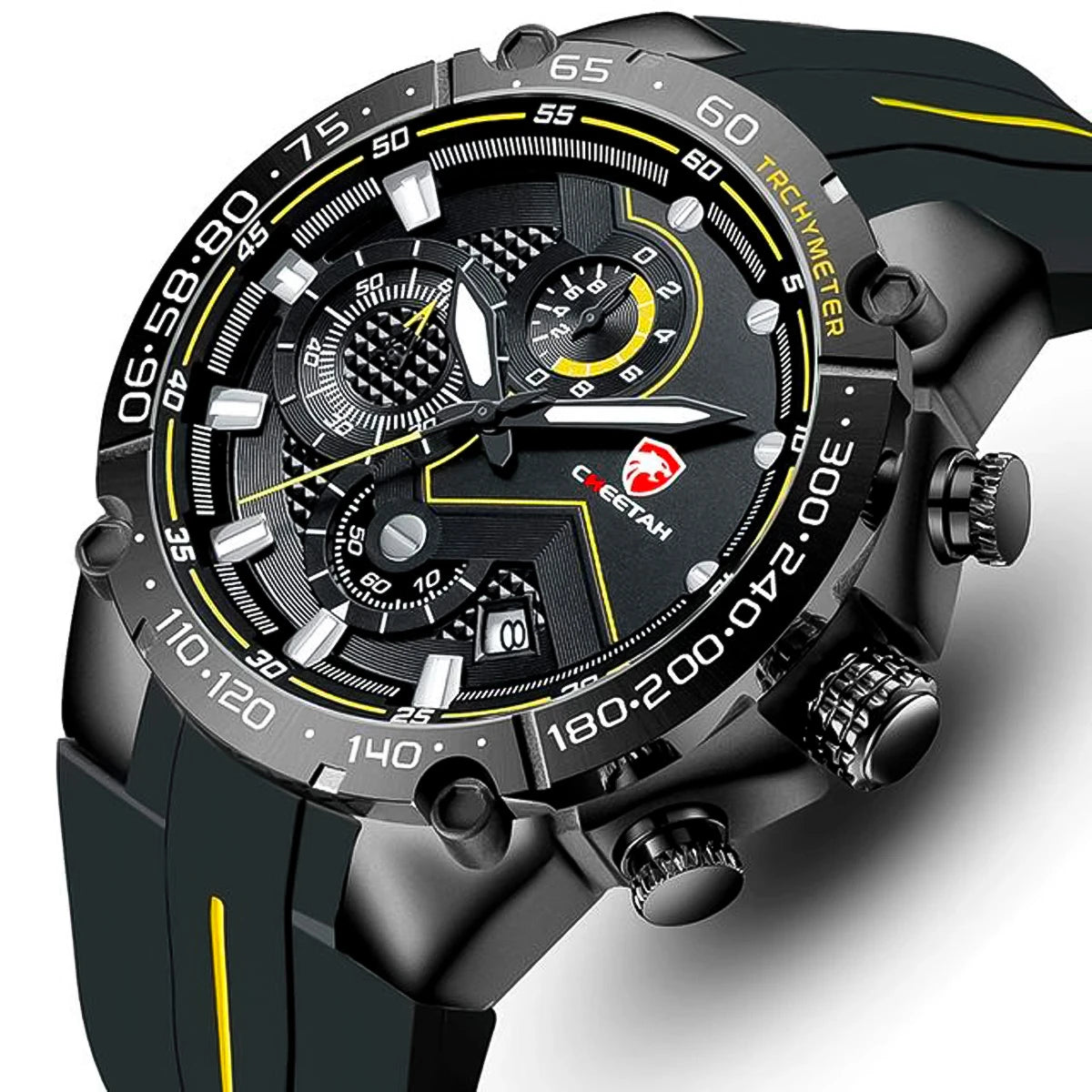 RELOJ CHEETAH SILICONA NEGRO CON AMARILLO CHT-2