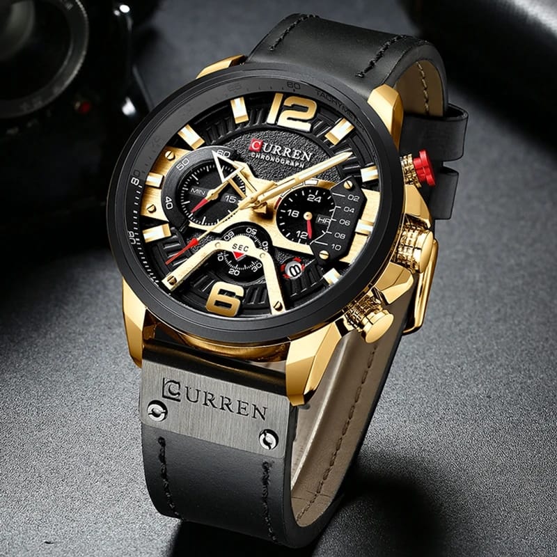 RELOJ CURREN CUERO NEGRO CUR-4