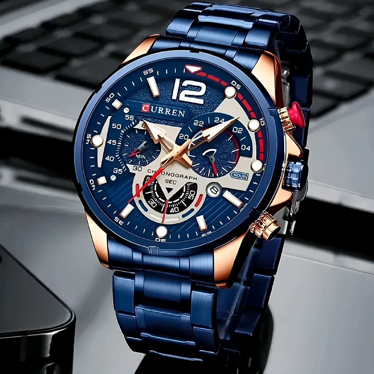 RELOJ CURREN ACERO AZUL CUR-11