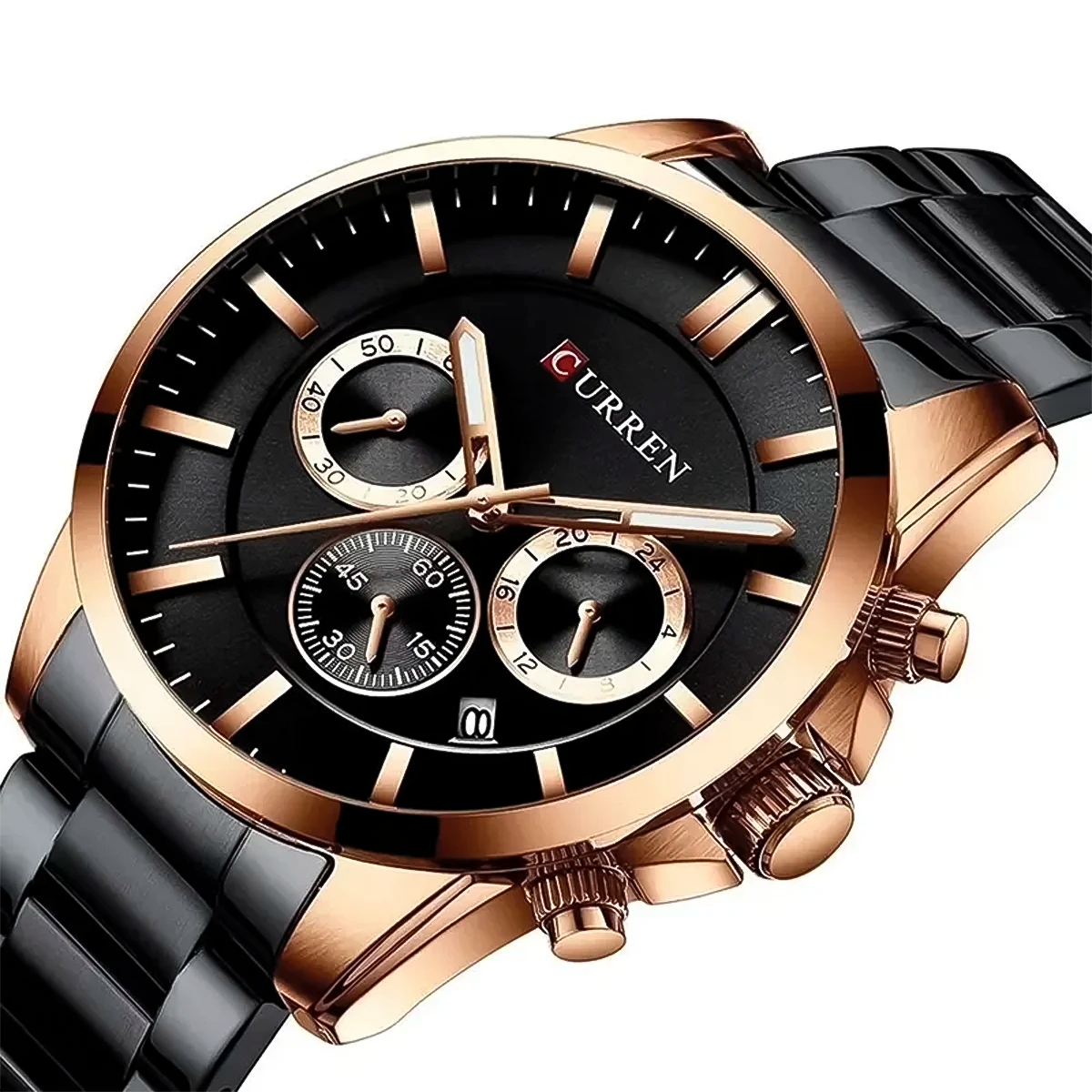 RELOJ CURREN ACERO NEGRO CON DORADO CUR-19