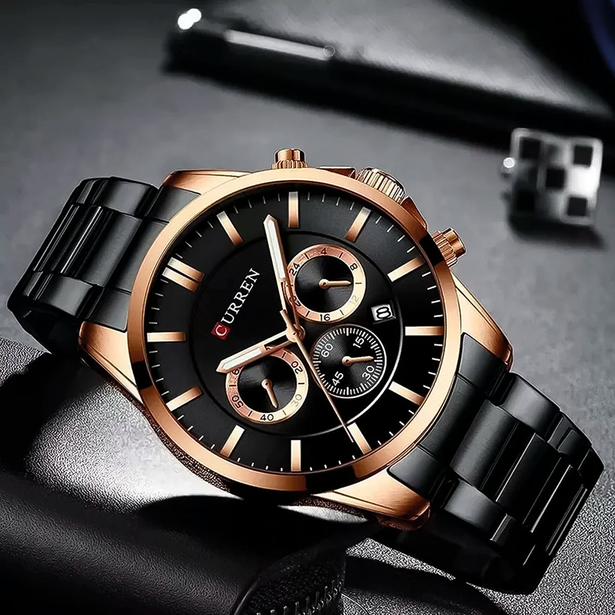 Reloj Curren Hombre Acero Negro | CUR-19